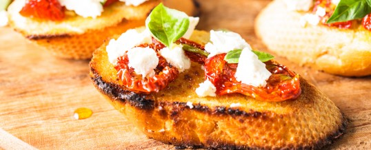 Roasted Tomatoes and Goat Cheese Crostini